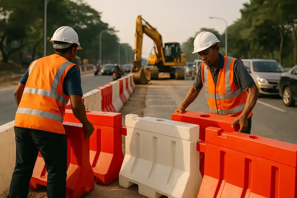 Plastic road barrier rental Malaysia