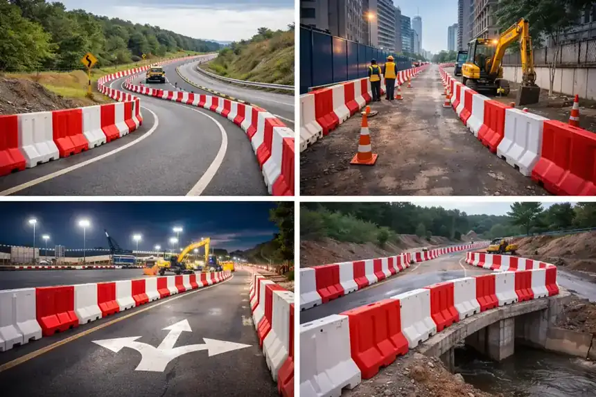 water-filled road barrier Malaysia highway urban construction night works use cases