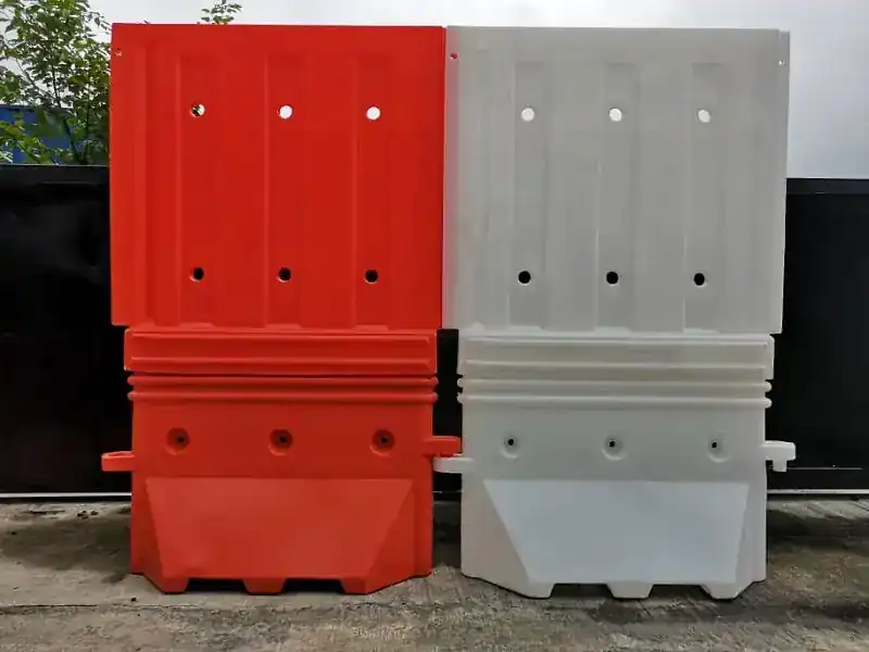 red white plastic road barriers side by side Malaysia rental