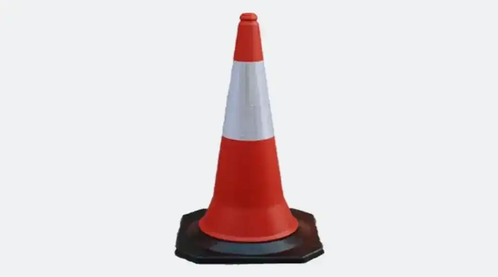 1 meter PE traffic cone rental Malaysia black rubber base 5kg reflective band