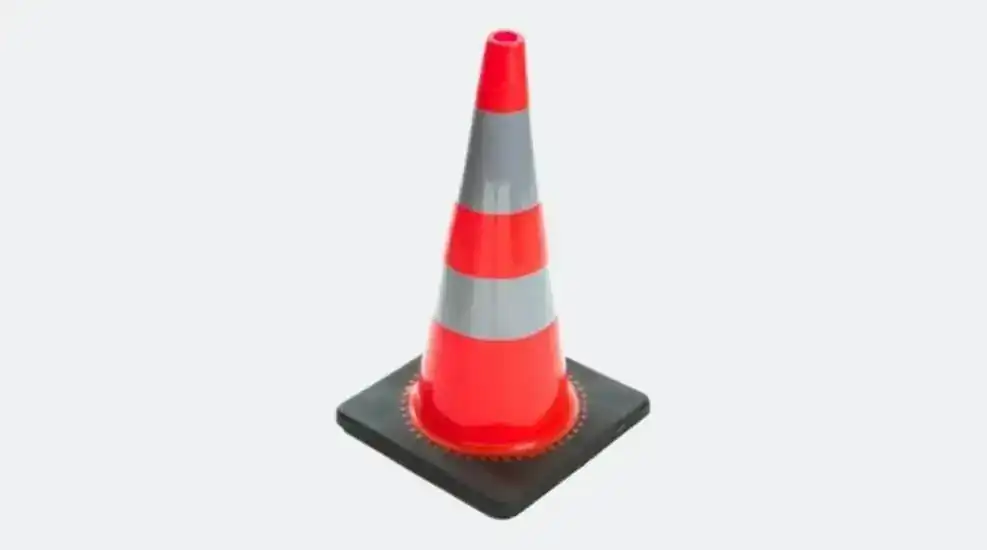 750mm PVC traffic cone rental Malaysia black rubber base 3.2kg dual reflective bands